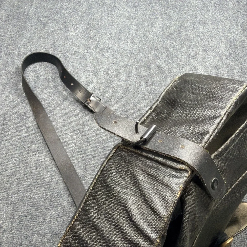 Vintage Waxed Canvas Messenger Bag Field Bag Satchel Black Postal? Military?